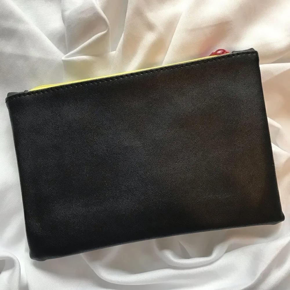 Sephora Makeup Bag Travel Black Yellow Zip Striped Bows NEW